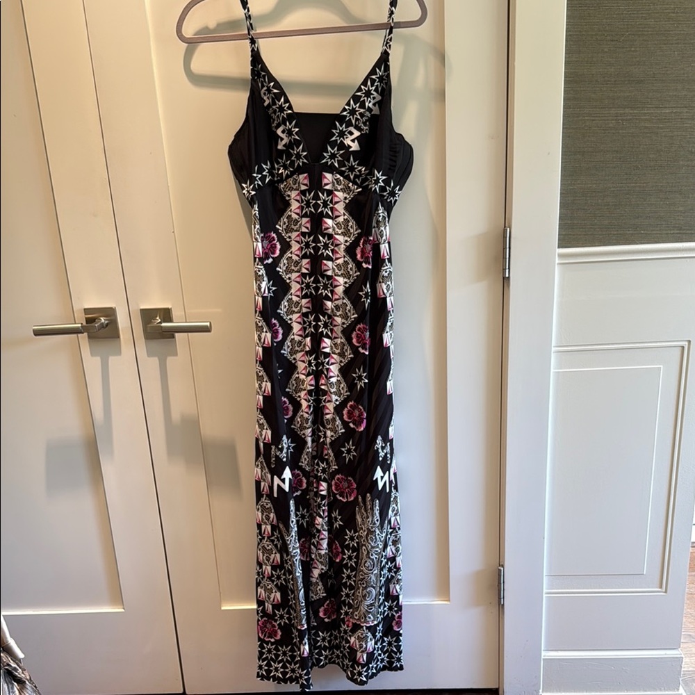 New Temperley Floral Black and Pink Maxi Dress